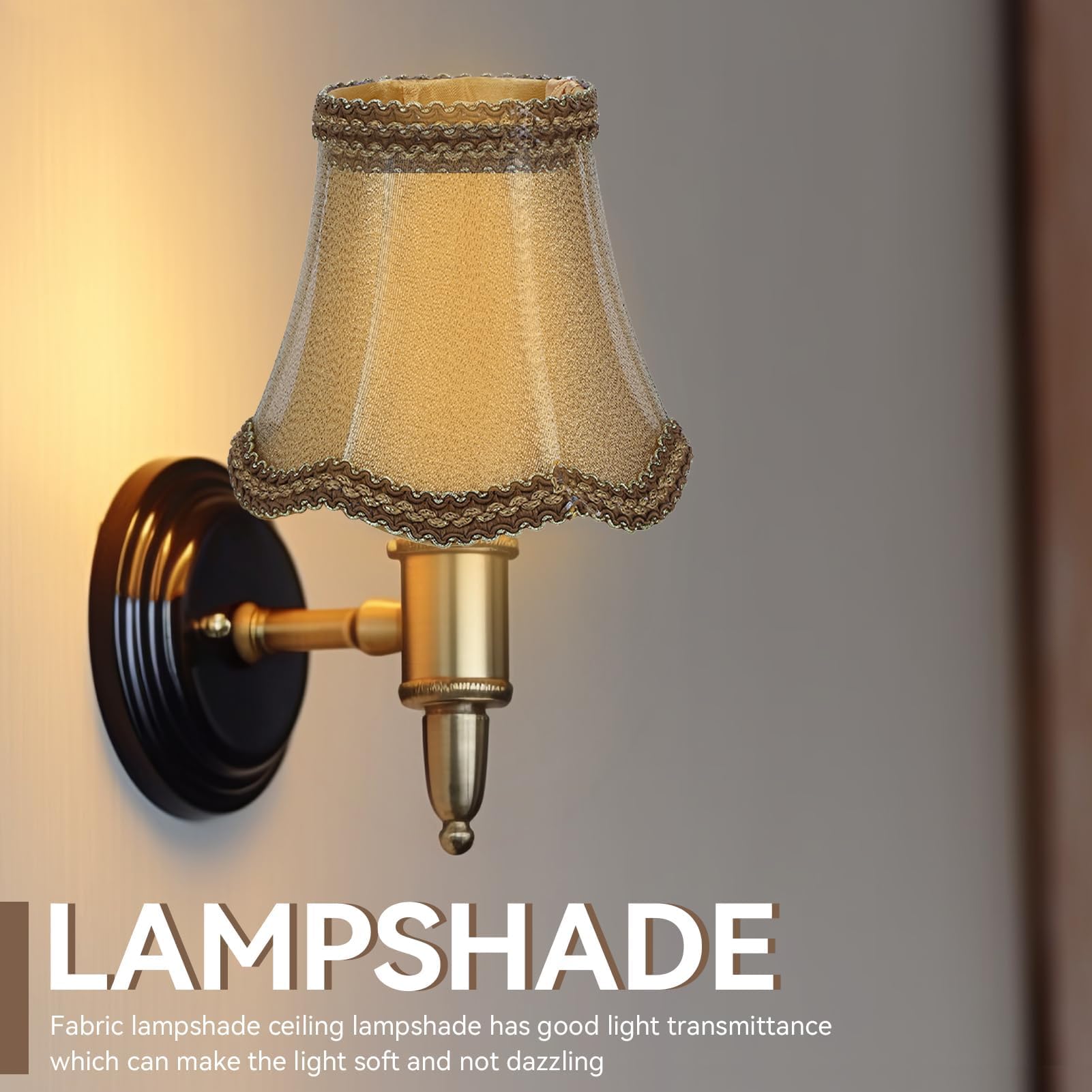 Paralume Tessuto Piccolo, Set di 6 Paralume per lampada in Tessuto di Fatto a Mano con Clip su Onde Inferiori per Lampadari Lampadario Lampada a Muro Luce da Tavolo,5.1x4.7x3.1 Pollici