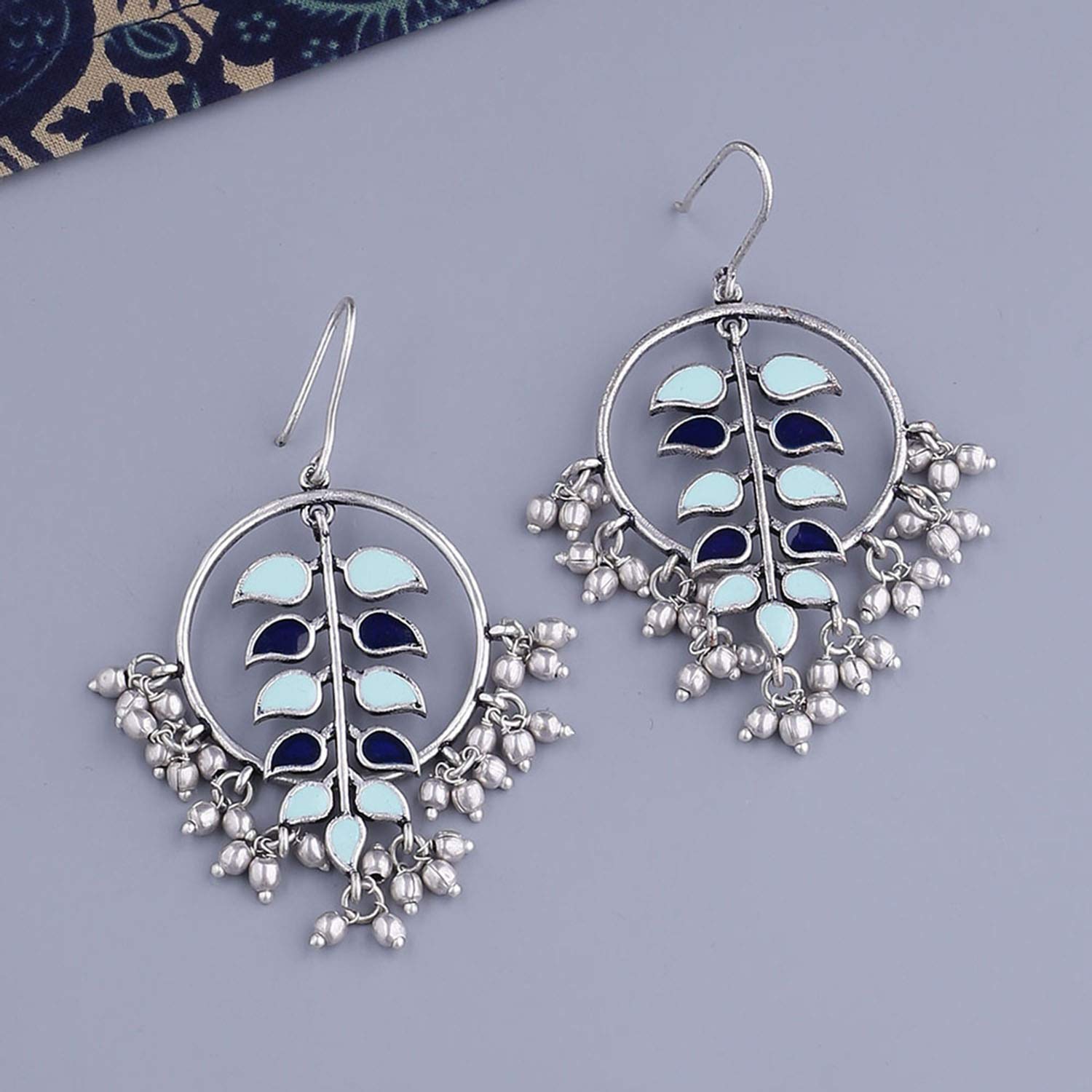 Brass Hoop Style Dangler Earrings with Beads