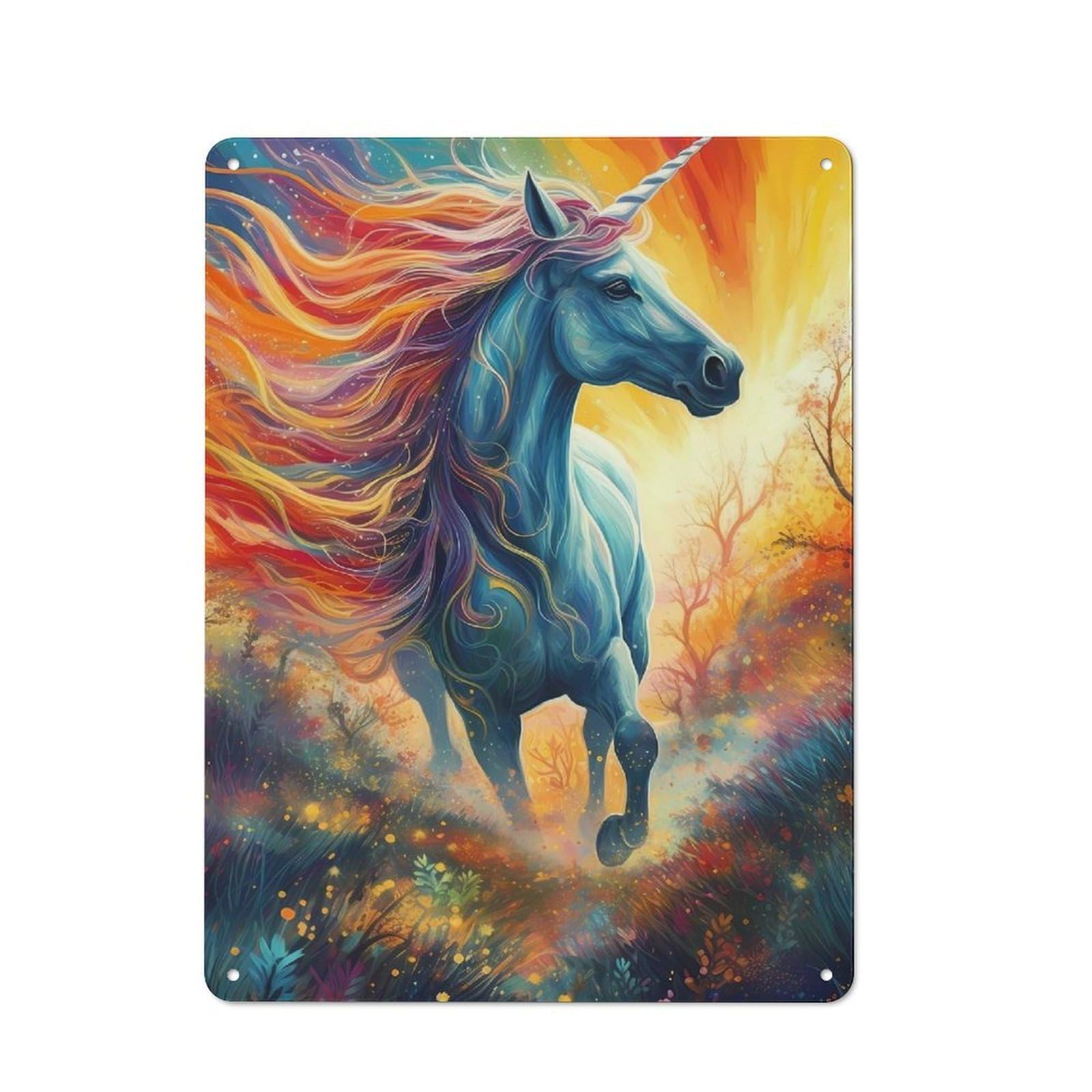 Unicorn Horse Fantasy Industrial-style Tin Sign 40x30cm for Café Or Home Bar, for Cooler-month Interiors with Industrial Character