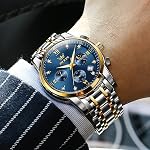 OLEVS Watches for Men Dress Watch with Day Classic Wrist Watches Multifunction Luminous Men Stainless Steel Wristwatch Water Resistant Chronograph Men Business Watches