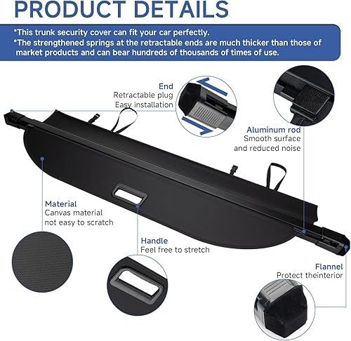 Miniatura 2 de FARBIN Cubierta de carga para maletero para Toyota RAV4 2013 2014 2015 2016 2017 2018, cubierta retráctil para maletero impermeable, protección de