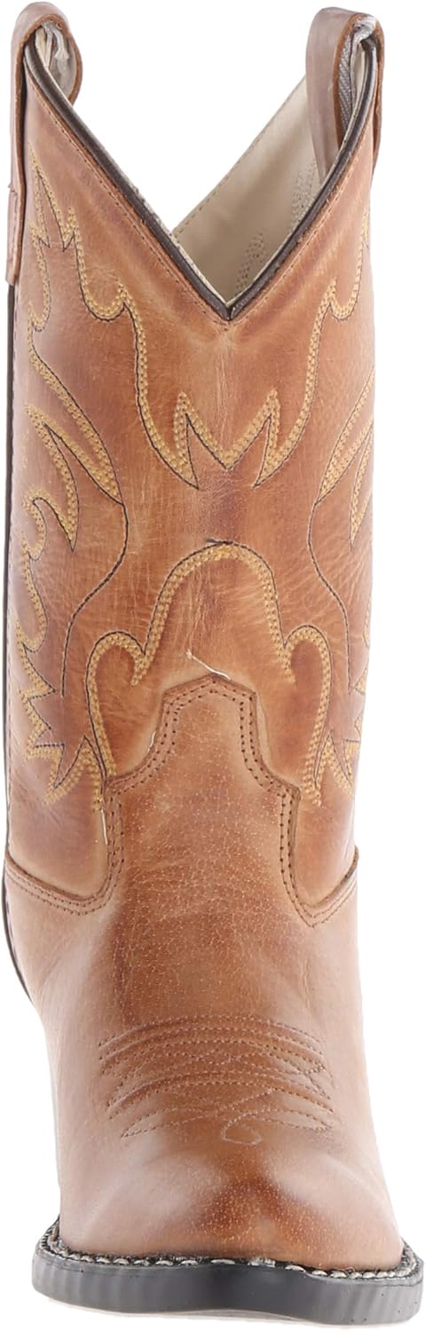 Boy's Kid's Unisex-Child J Toe Leather Embroidered Western Boots, Tan Canyon, 3 Little
