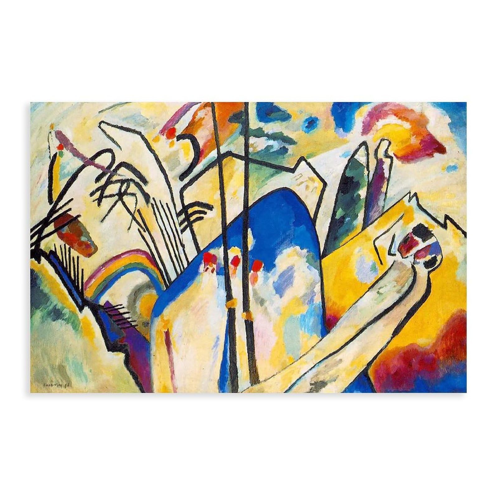 Kandinsky's Composition IV style Replica - Abstract Art Canvas Prints for Modern Bauhaus Decor Unframed-24x36inch(60x90cm)