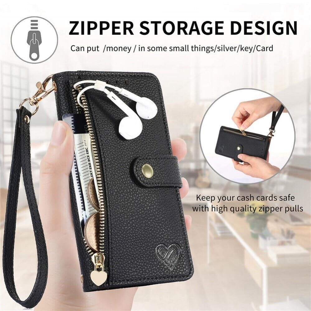 Generic Funda compatible con Samsung Galaxy A71 5G (color: marrón) con cierre de cremallera, funda de piel con tapa