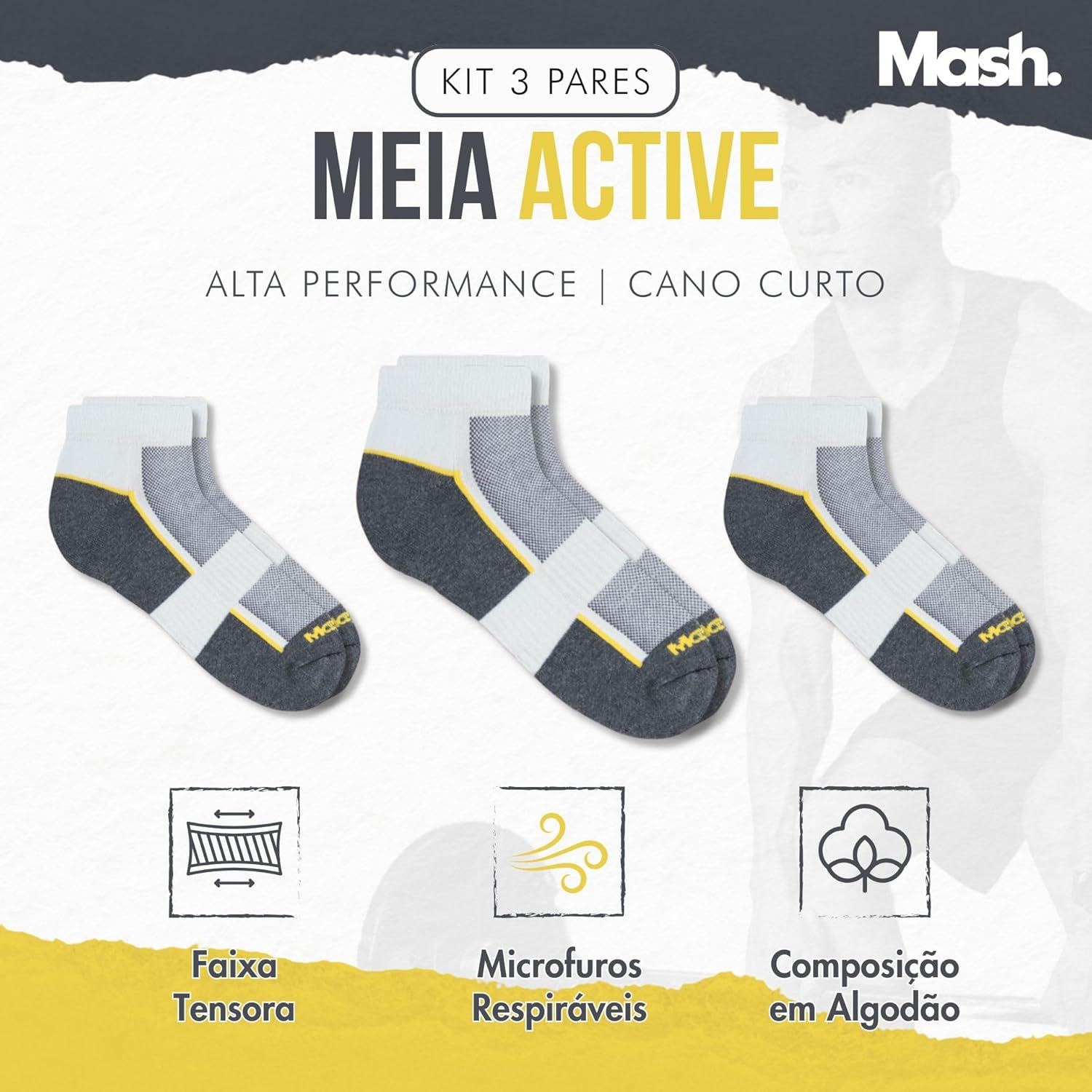 Kit 3 Pares Meia Sapatilha Mash Esportiva Alta Performance Masculino Adulto em promoção! Veja a oferta e mais achadinhos de Moda íntima 8 Hoje é o melhor dia para comprar Kit 3 Pares Meia Sapatilha Mash Esportiva Alta Performance Masculino Adulto com aquele preço maroto! Promoção! Aproveite a oferta! 8
