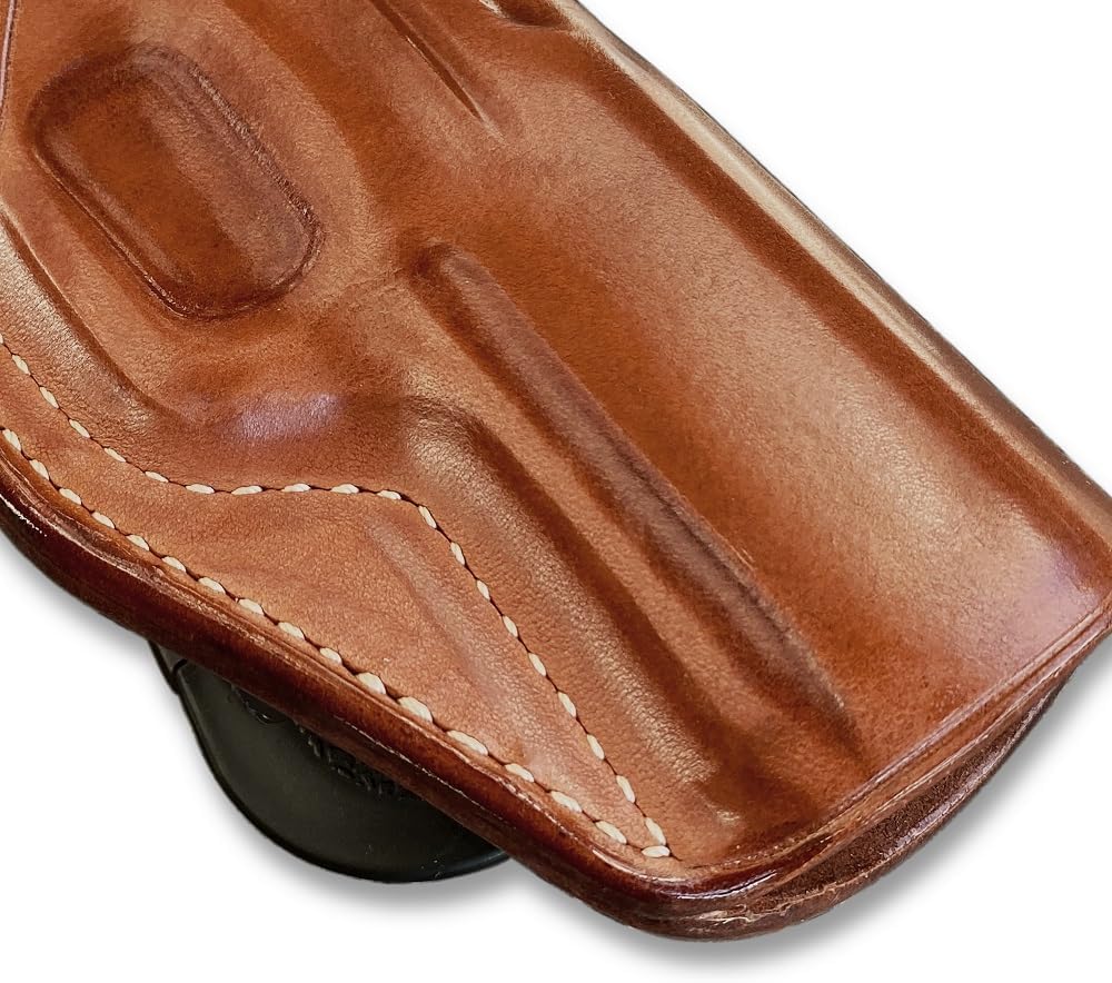 Premium Leather OWB Paddle Holster Open Top Fits Canik TP9 SF 9mm 4.46'', Right Hand Draw, Brown Color #1407#