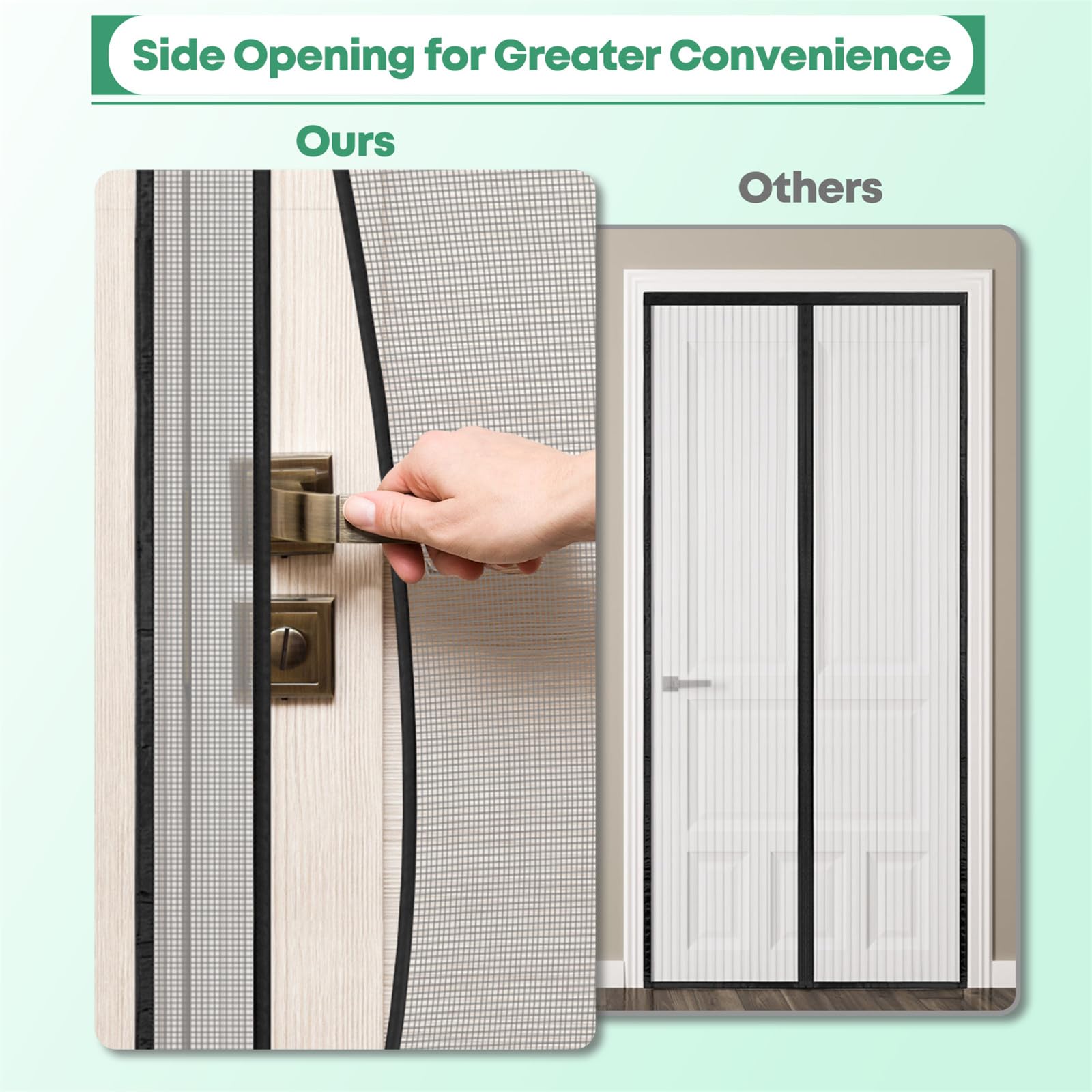 ESMAYULO Zanzariera magnetica per porta, 90 x 210 cm, ideale per la porta del balcone, della cantina e della terrazza, colore nero