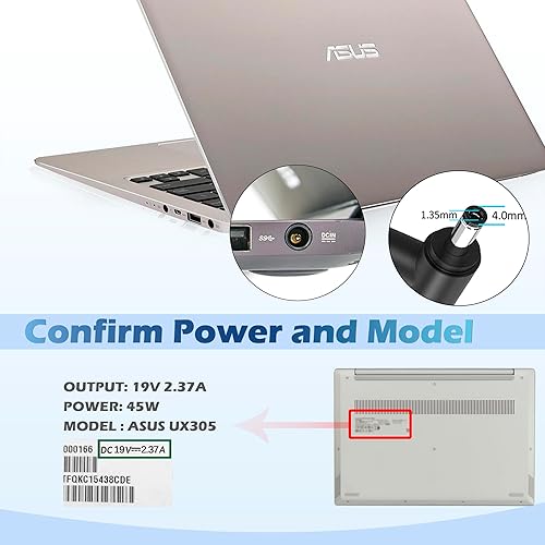 Miniatura 4 de 45W 19V 2.37A Adaptador de CA Cargador para portátil Cargador de repuesto para ASUS UX305 UX305L UX305F UX305C UX303U UX330 UX330U X331UA UX360C