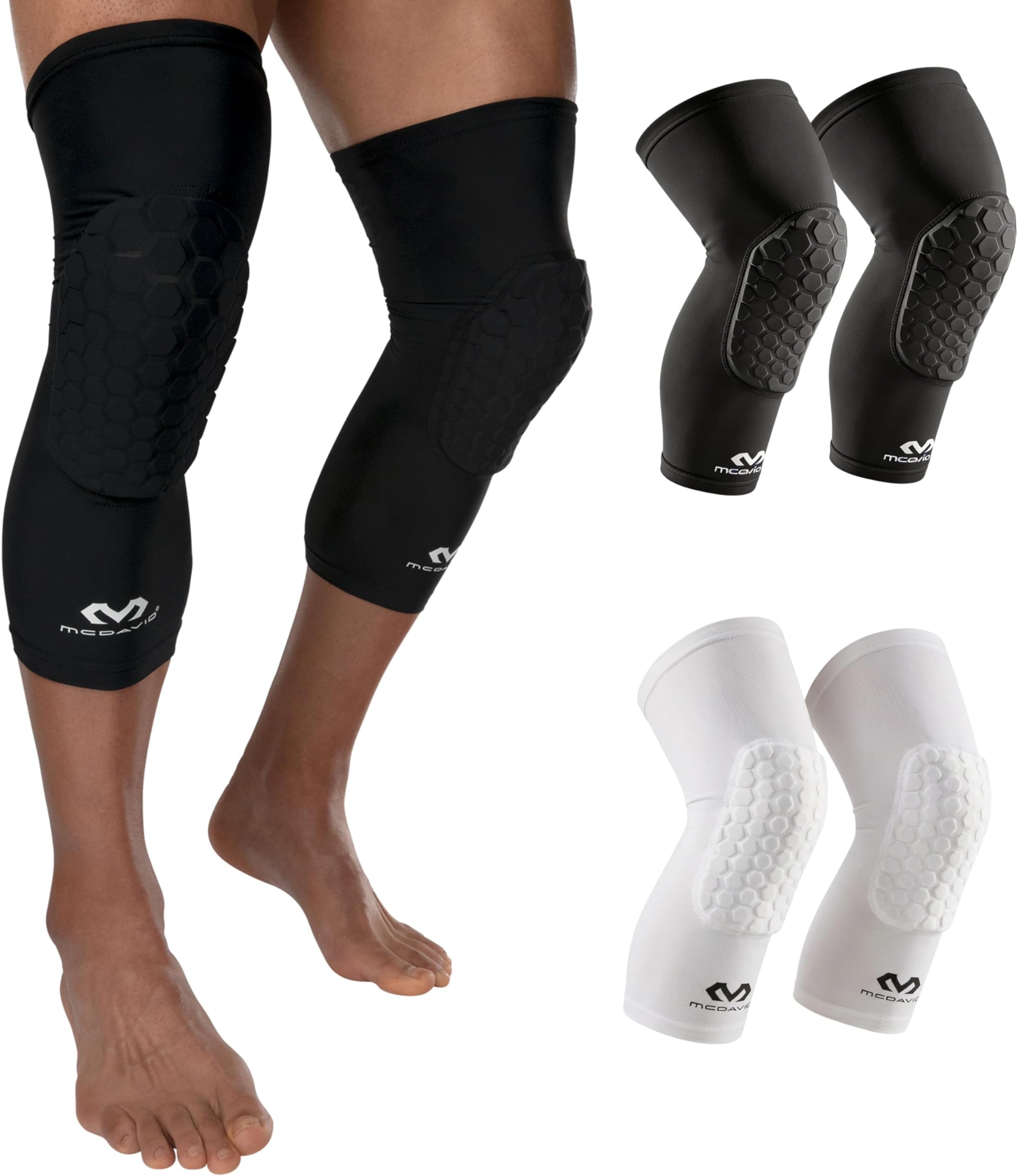 Knee Compression Sleeves: McDavid Hex Knee Pads Compression Leg Sleeve for Basketball, Volleyball, Weightlifting, and More - Pair of Sleeves