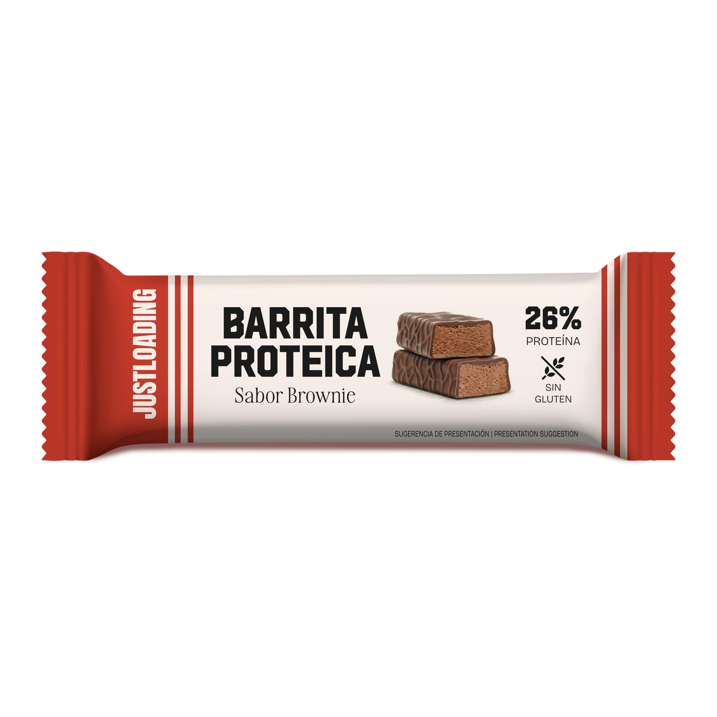 JUSTLOADING Barrita Proteica Brownie Chocolate Negro, 35 unidades x 27g