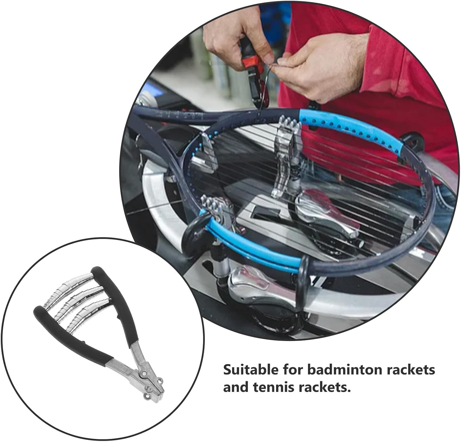 Badminton Stringing Clip Machine with 4-Spring High Strength Clamp Black Badminton and Tennis Racket Stringing Tool and Fastening