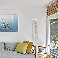 Vista 4 de HOMSFOU Tapiz bohemio de macramé para colgar en la pared, con borlas y borlas tejidas a mano, arte de pared para dormitorio, sala de estar