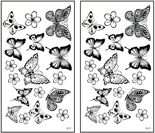 Miniatura 1 de Mini tatuajes 2 hojas de mariposa impermeable temporal tatuaje festival flash tatuaje falso arte corporal maquillaje cuello hombro brazo tatuajes