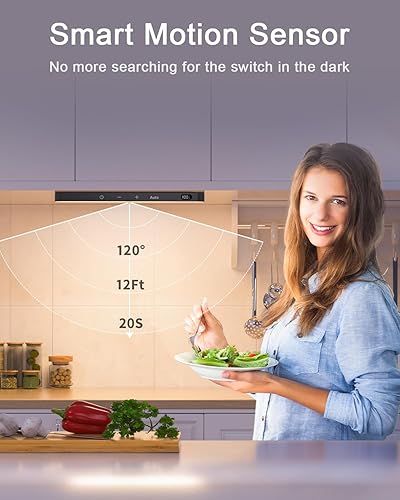 Miniatura 3 de Ferswe Luces de armario recargables, pantalla de nivel de batería, luces regulables, luz con sensor de movimiento de 3000 K para interiores, 60