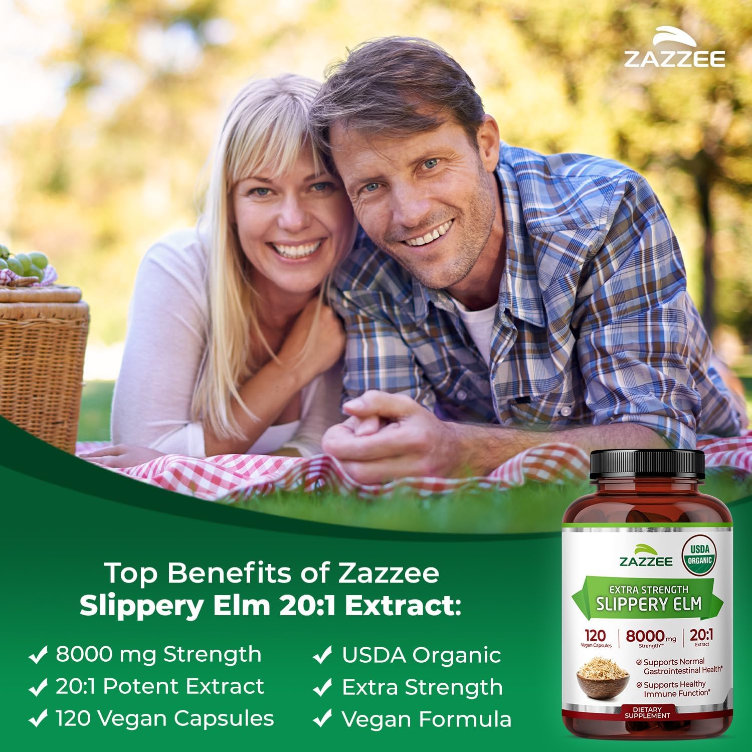 Zazzee USDA Organic Slippery Elm Bark 20:1 Extract, 8000 mg Strength, 120 Vegan Capsules, 4 Month Supply, Standardized, Concentrated 20X Extract, 100% Vegetarian, All-Natural, Non-GMO, Made in the USA - Image 4