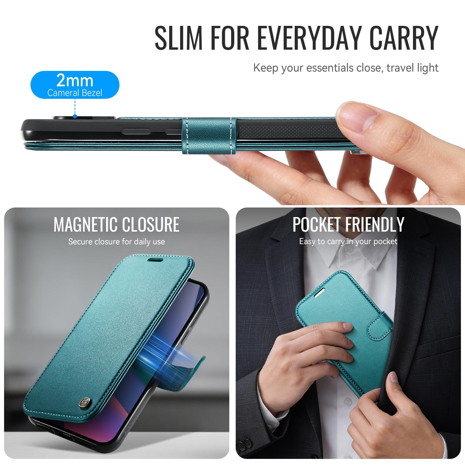 Cover Magnetica Per Google Pixel 11 Pro XL/ 11 Pro/ 11, Portafoglio Pelle