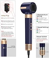 Vista 7 de UKLISS Hair Dryer Brush 7 in 1，110000 RPM Hot Air Brush Hair Styler for Curly Straight & Twisted Hair Professional Ionic Brush Blow Dryer for Blue