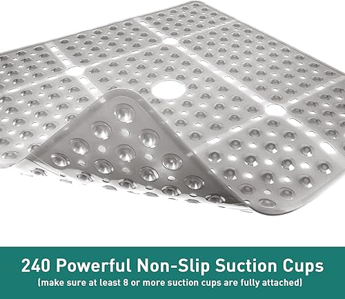 Miniatura 4 de Tapete de ducha cuadrado grande antideslizante de 27 x 27 pulgadas, tapete de baño suave para ducha interior, suelo de baño, tapete de ducha con