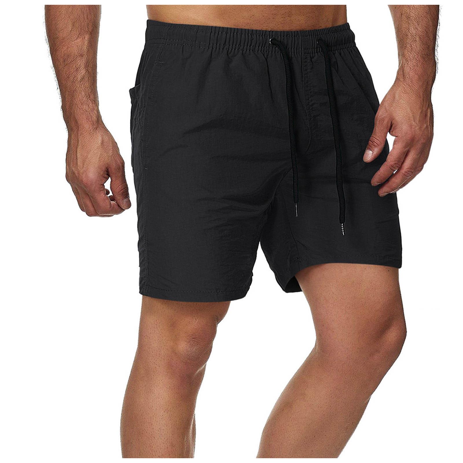 Mens Sports Workout Shorts Lightweight Elastic Waist Summer Beach Vacation Short Pants Solid Breathable Pant