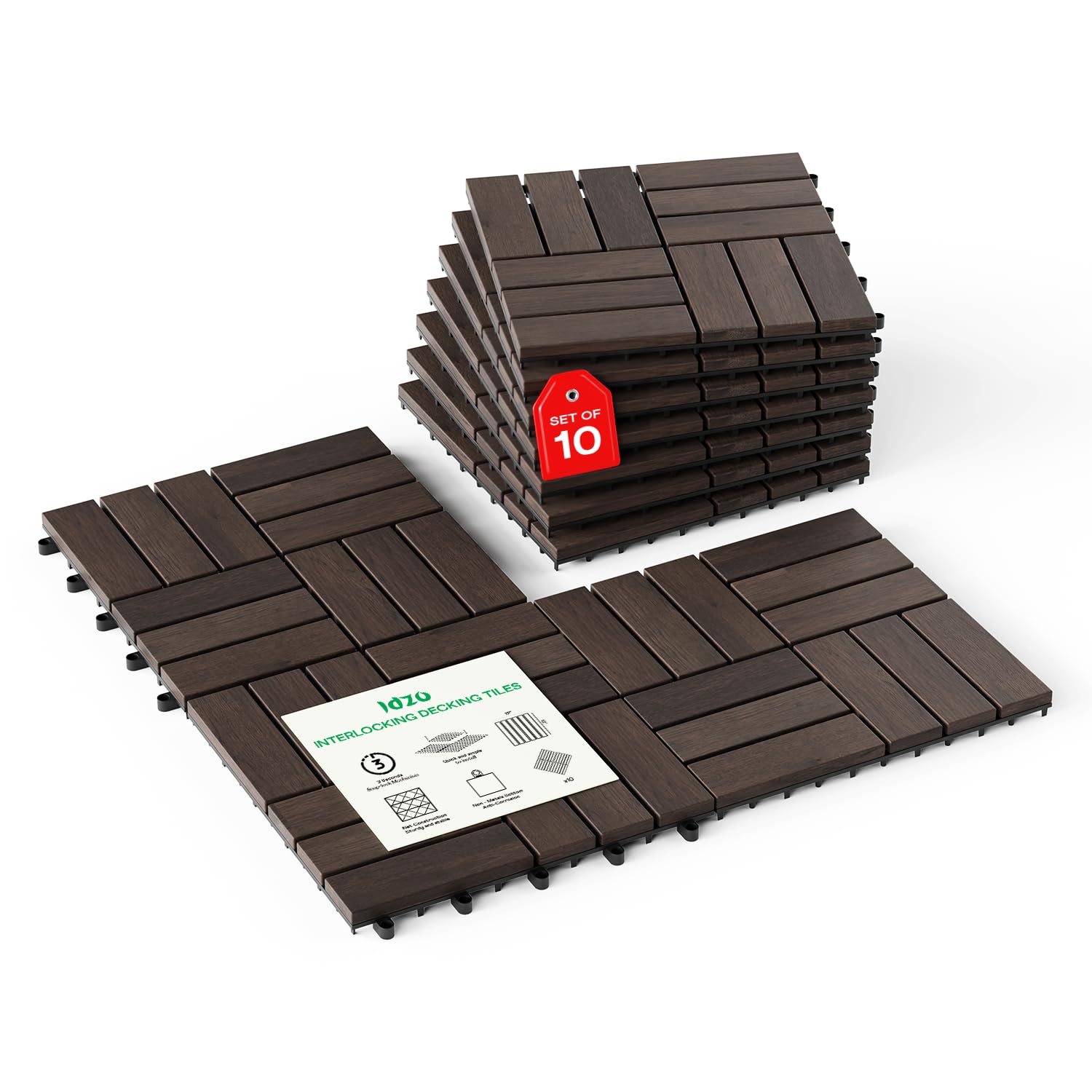 Amazon.com: Idzo Interlocking Deck Tiles 9.6 SQFT - 10PCS