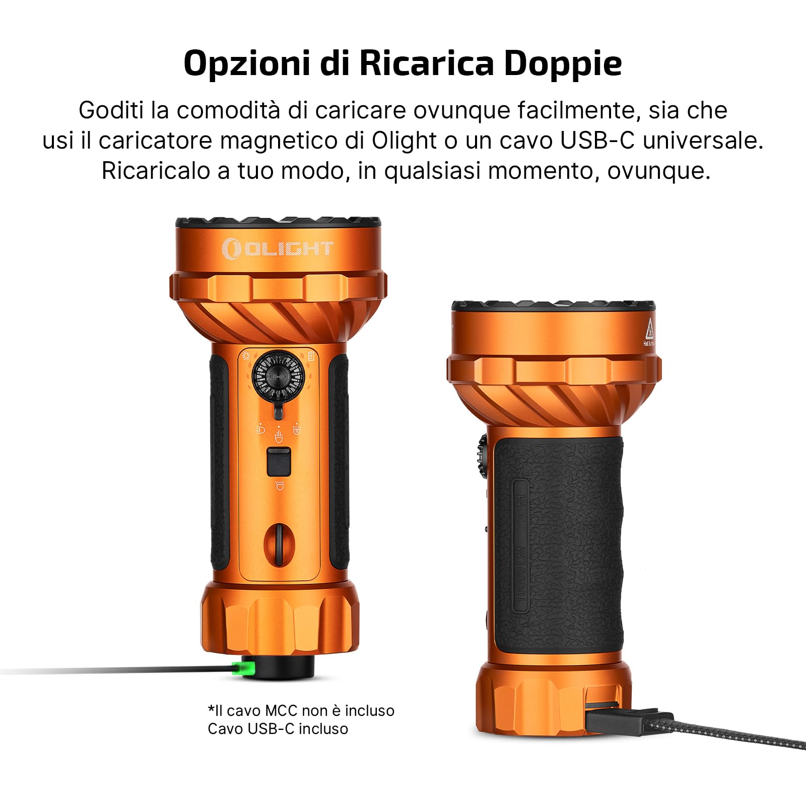 OLIGHT Marauder Mini 2 Torcia LED Potente Professionale 10000 Lumen 750 m | Torcia LED Ricaricabile MCC & USB-C, 5 Modalità, Flashlight IPX8 Impermeabile per Camping Outdoor Caccia Emergenze Lavoro