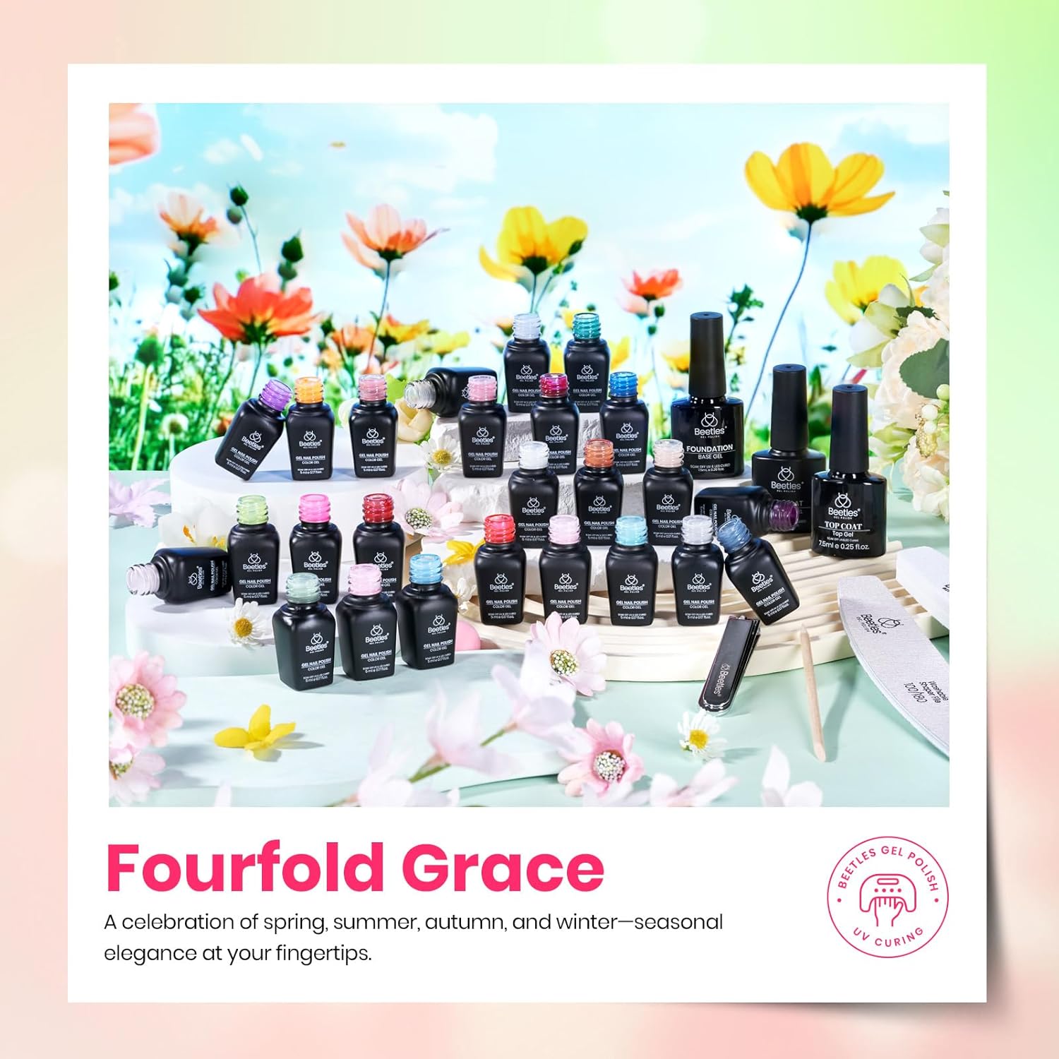 Beetles Mirror Powder with Gel Nail Polish Set