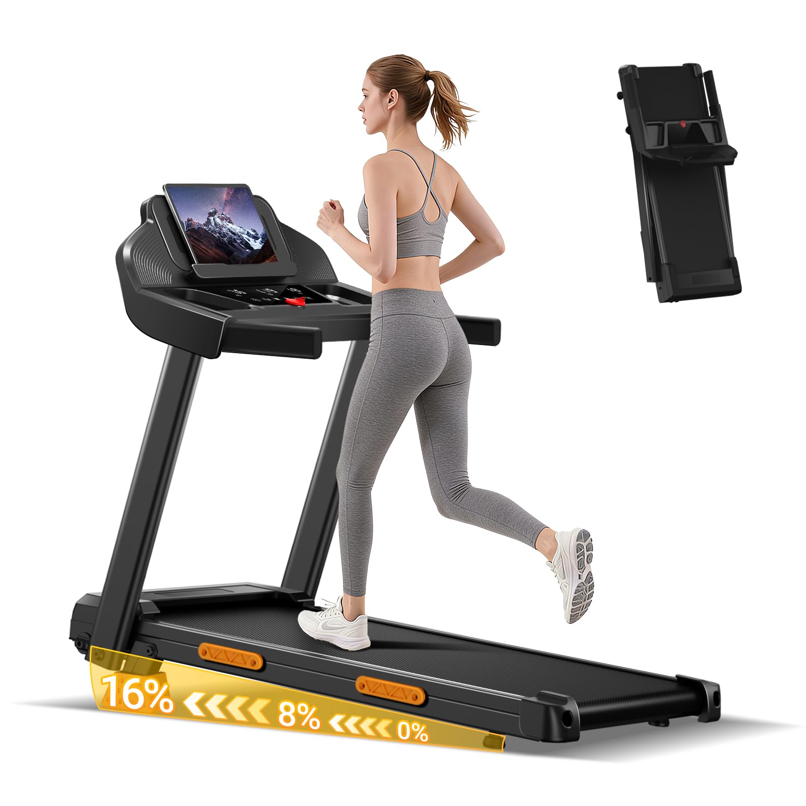 Folding Treadmill with 16% Incline