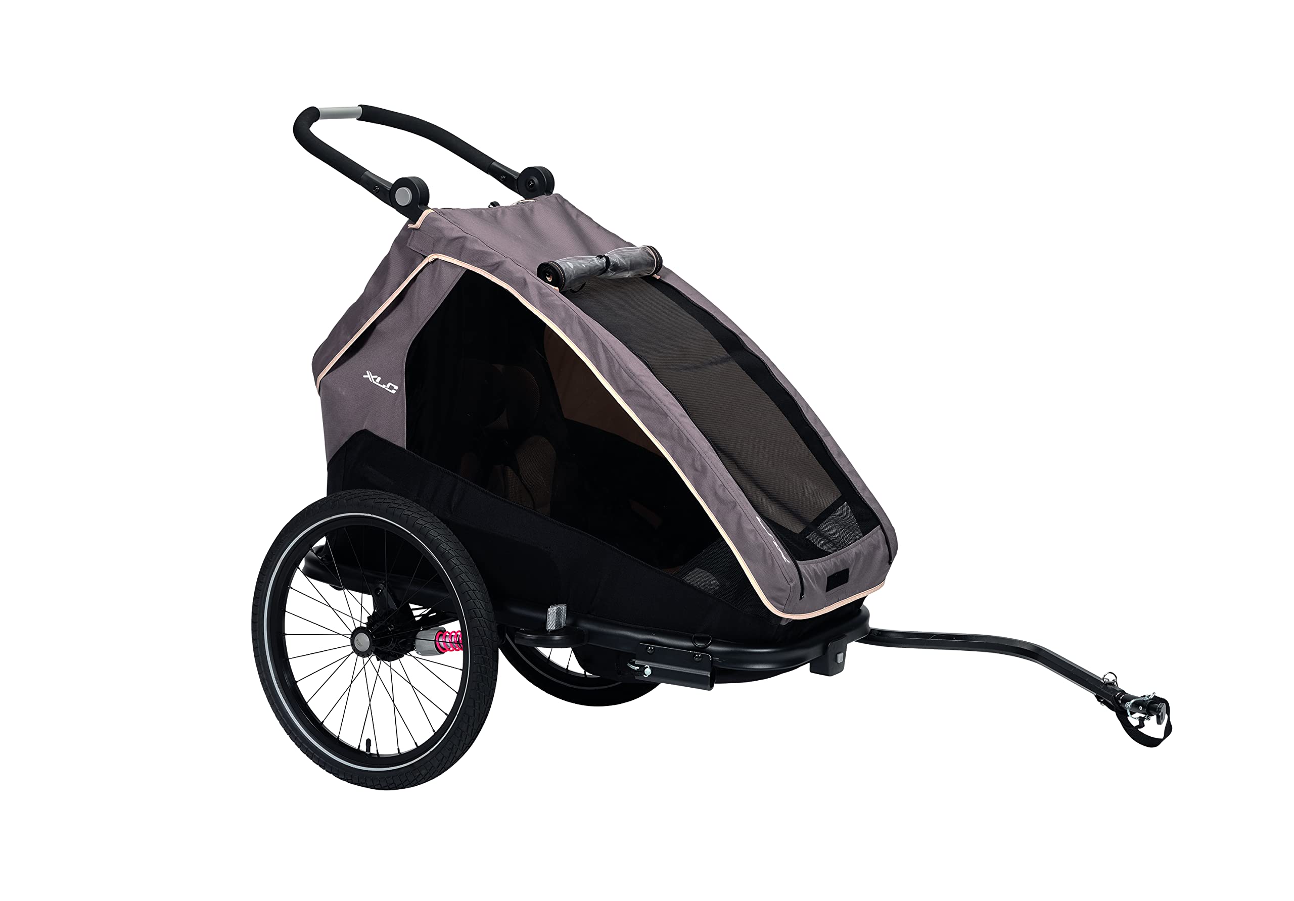 Rimorchio per bambini XLC MONO-S BS-C09: un compagno versatile per le avventure all'aperto con tutta la famiglia, grigio/beige/antracite