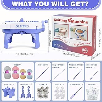 BZVV Knitting Machine for SENTRO 48 Needles Smart Knitting Crochet Machine with Row Counter for Adults and Beginners, Knitting Board Rotating Double Loom
