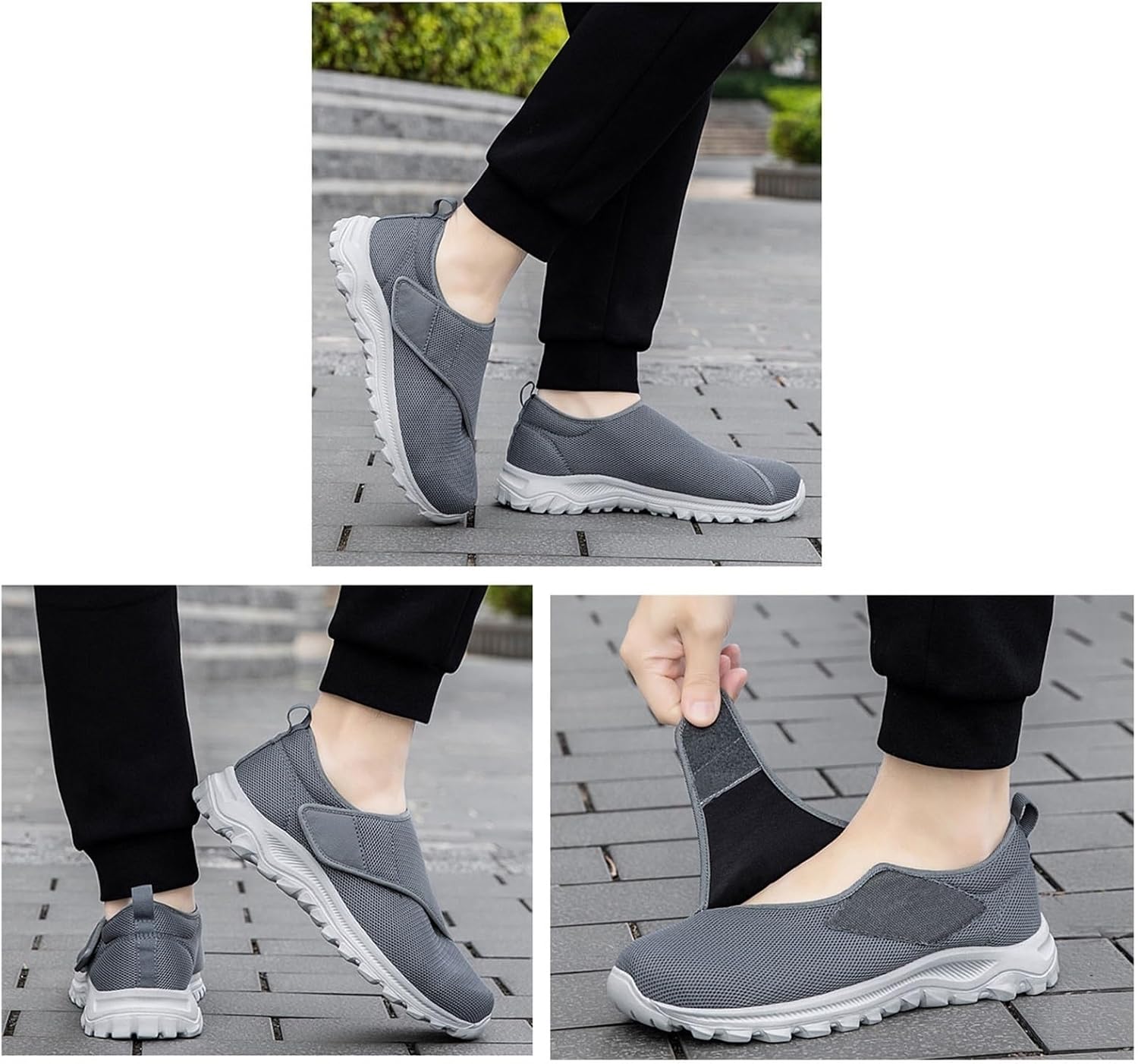 Yytcsjz Diabetic Foot Shoes, Air Cushion Adjustable Edema Swollen Breathable Diabetic Shoes for Man, Non-Slip Fattening and Widening Orthopaedic Comfort, for Edema Arthritis Fasciitis Swollen