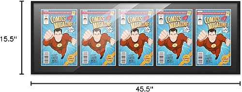 Miniatura 211 de Poster Palooza Marco de cómic con paspartú para 4 cómics de la era actual publicado después de 1985, marco de cómic negro para cómics de 6.875 x