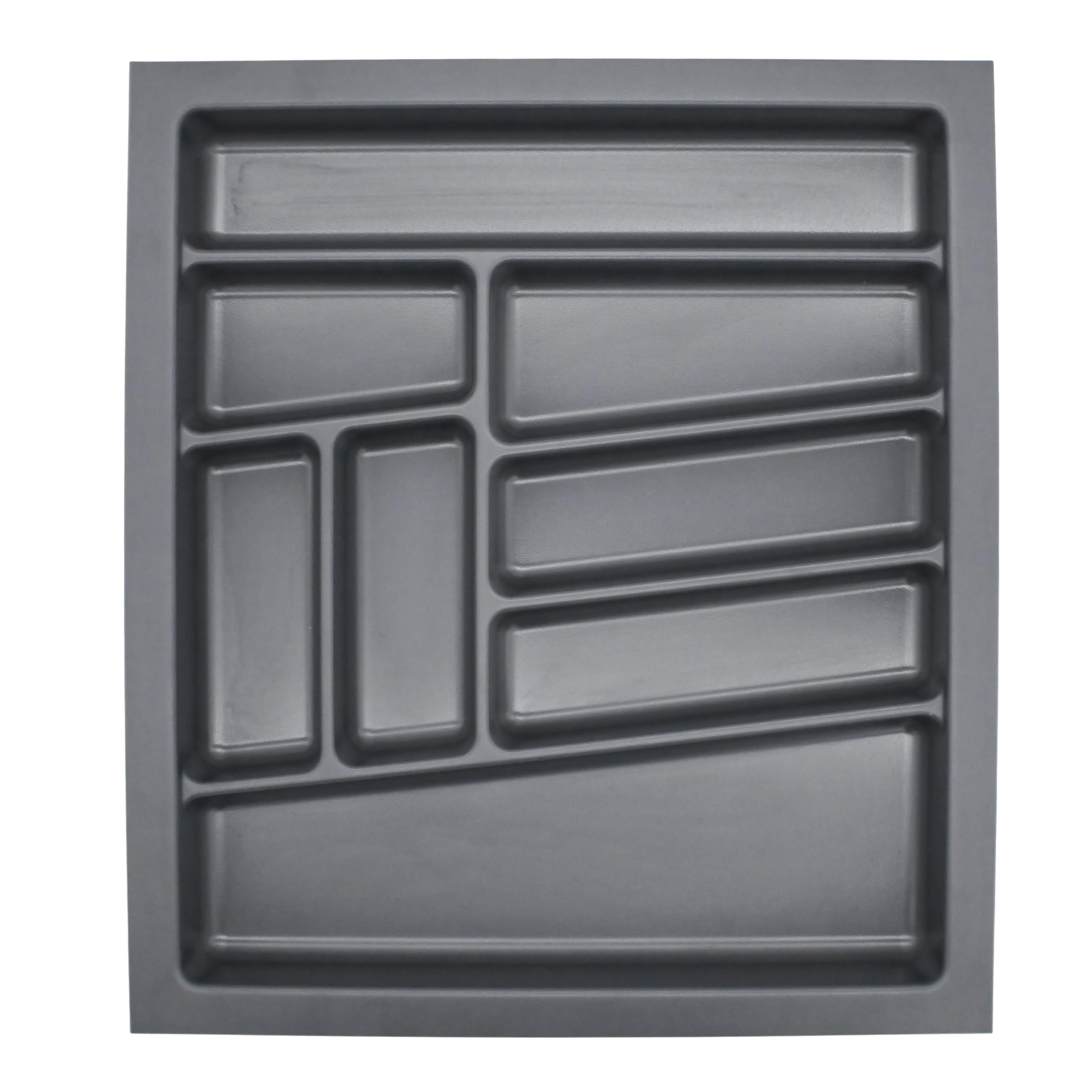 Mehrzweck Besteckeinsatz grau für Küchenschubladen Made in Germany - 54 x 48 cm - Kunststoff Schubladen Ordnungssystem schiefergrau - Universal Besteckkasten Küchen Büro Bastel Utensilien Organizer