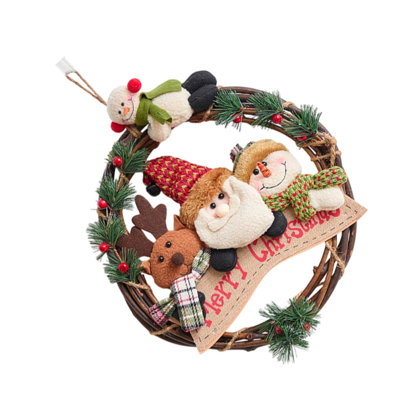 Kalttoy Christmas Wreath Santa Snowman Reindeer 30Cm Durabilit Decoration Indoor Outdoor Wall Window Holiday Family Decor Festival Home Decors Holiday Wreath