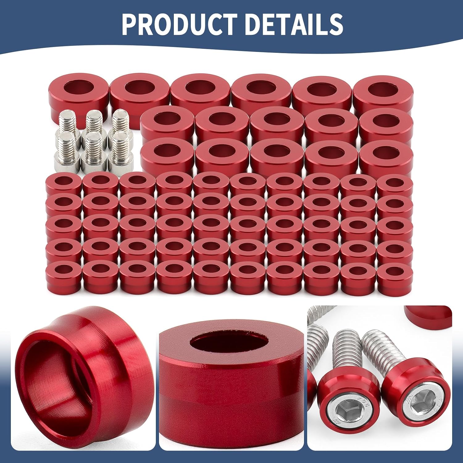 Bolt Covers Engine Bolt Head Toppers Caps Kit Fit for Harley Touring Electra Glide Road Glide Street Glide Road King Trikes Sportster 883 Dyna Fat Bob Softail Fat Boy Low Rider S Sport Glide (Red)