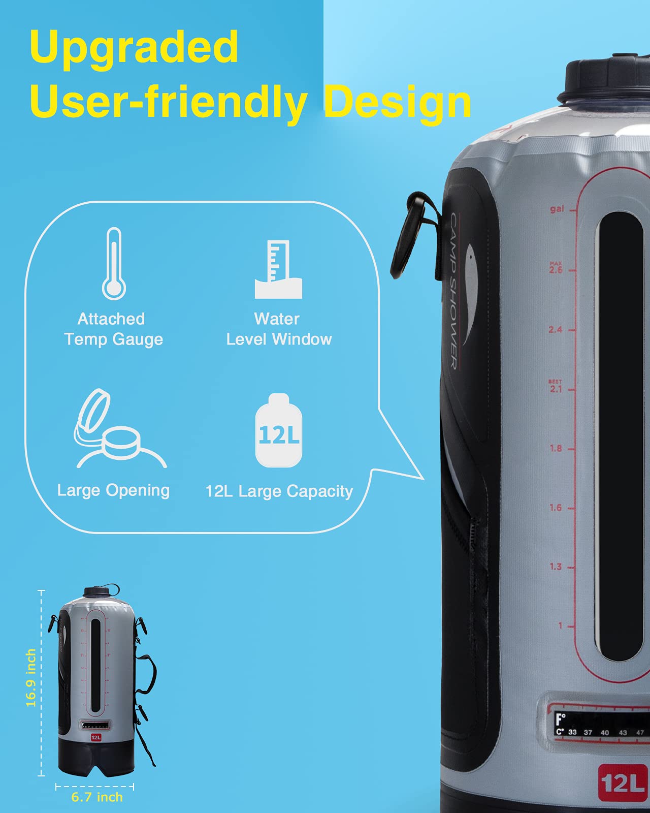 Youthor Portable Camping Shower, Portable Shower for Camping, Outdoor Shower with Pressure Foot