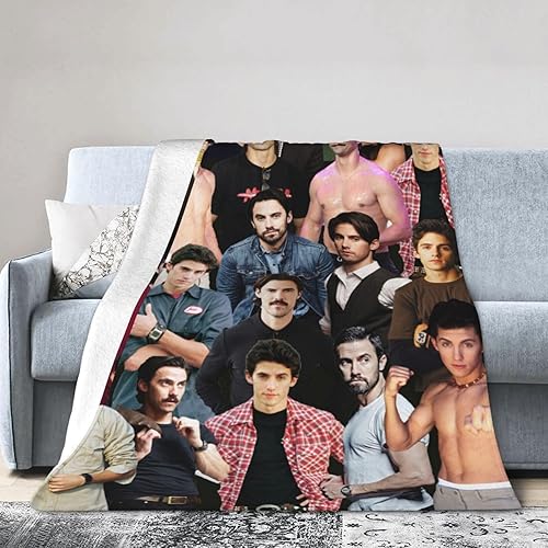 Miniatura 3 de Manta Milo Ventimiglia as Jess Mariano suave y cómoda de lana para sofá, oficina, coche, camping, yoga, viajes, decoración del hogar, acogedora