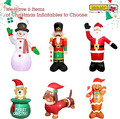 Miniatura 7 de Decoración inflable de Navidad de hombre de jengibre de 5 pies, decoración gigante con ventilador integrado y cuerdas de anclaje