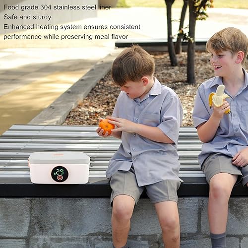 Miniatura 2 de AYNEFY Lonchera eléctrica, capacidad de 1 litro, recargable por USB, a prueba de fugas, portátil, calentador de almuerzo, lonchera de calefacción