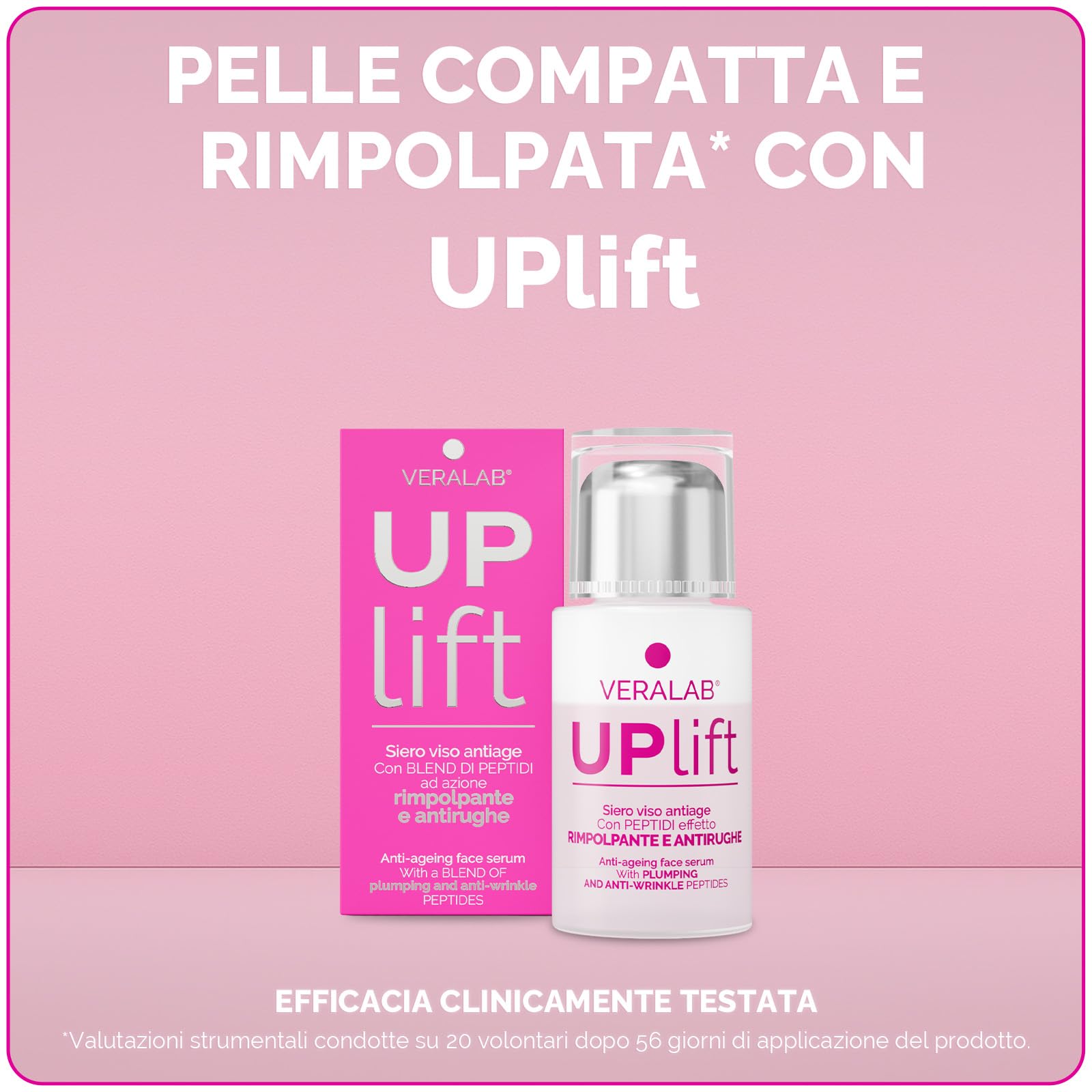 Veralab Uplift, Siero Viso Antirughe, Rimpolpante e Illuminante con Oli Nutrienti e Peptidi, Adatto a tutti i Tipi di Pelle, 30ml