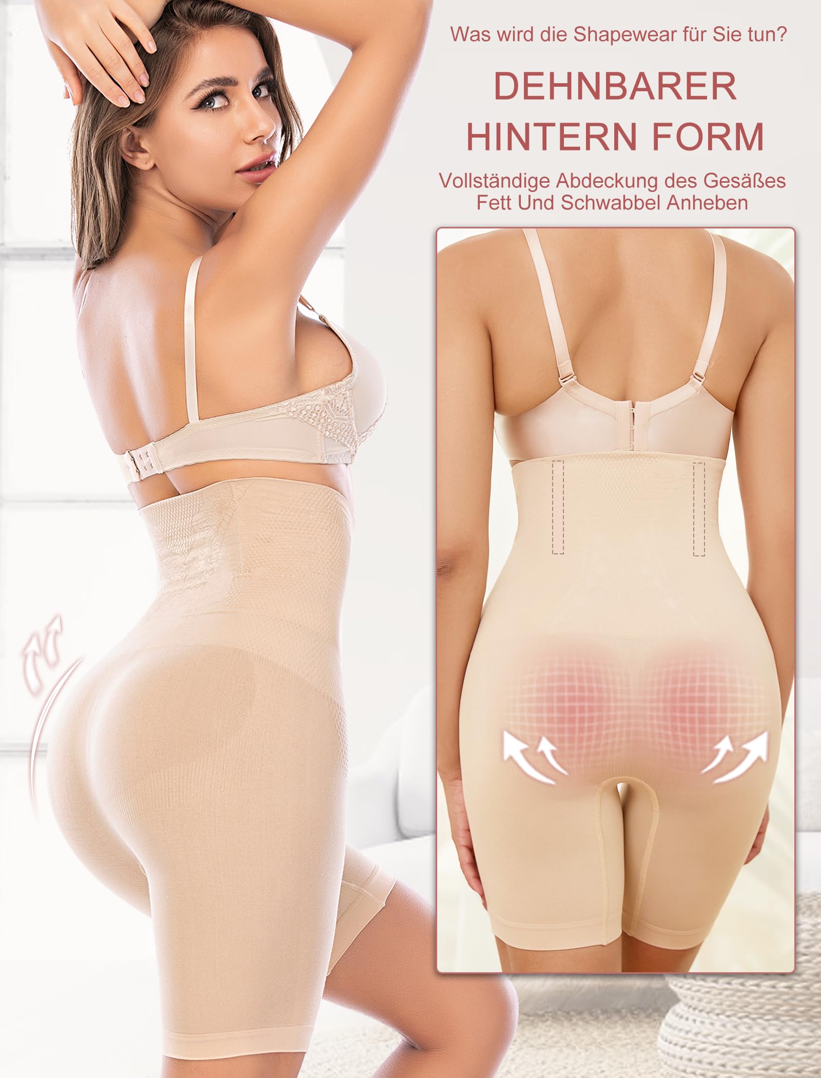 SURE YOU LIKE Damskie spodenki modelujące brzuch wysoki stan trener sylwetka modelująca pośladki bielizna plus size