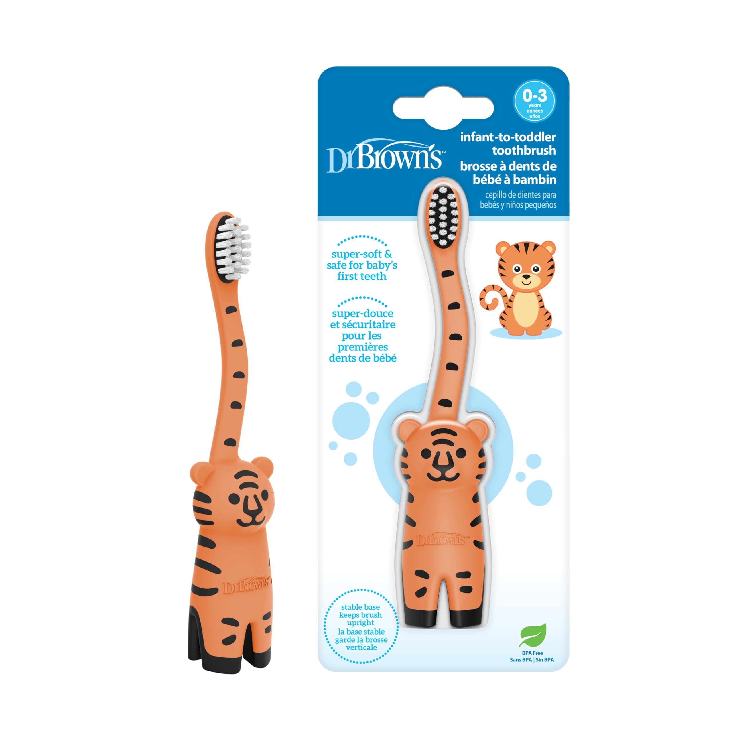 Dr. Brown's Infant-to-Toddler Toothbrush, Tiger, 0-3 Years