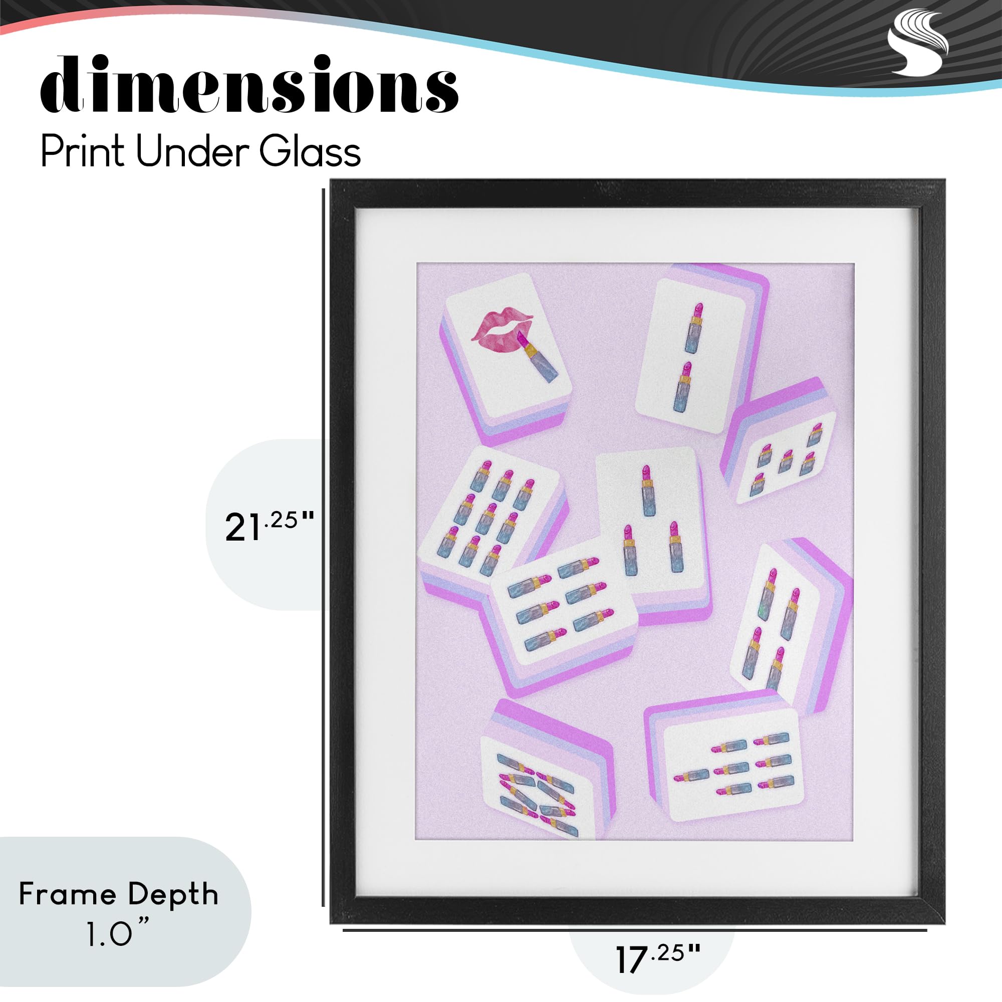 Glam Lipstick Mahjong Tiles, stampa con cornice sotto vetro, 43 x 53 cm