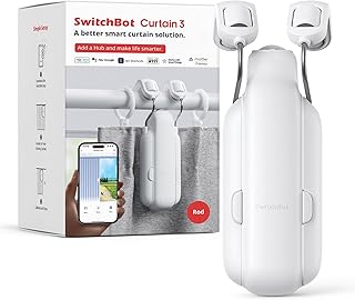 SwitchBot Smart Automatic Curtain Opener - Bluetooth Remote Control with App/Timer, Upgraded High-Performance Motor, Add SwitchBot Hub to Make it Work with Alexa, Google Home, HomeKit(Curtain 3,Rod)
