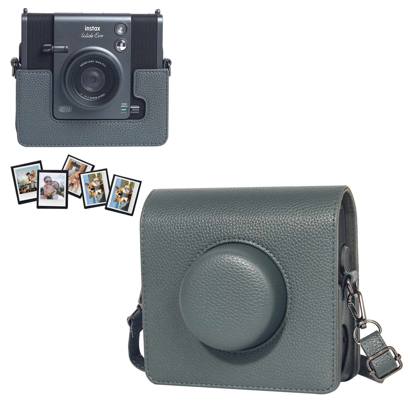 CAIYOULE Camera Case for Fujiflim Instax Wide EVO 2-in-1 Instant Film Camera and Printer, Retro Leather Case for Instax Wide EVO with Magnetic Picture