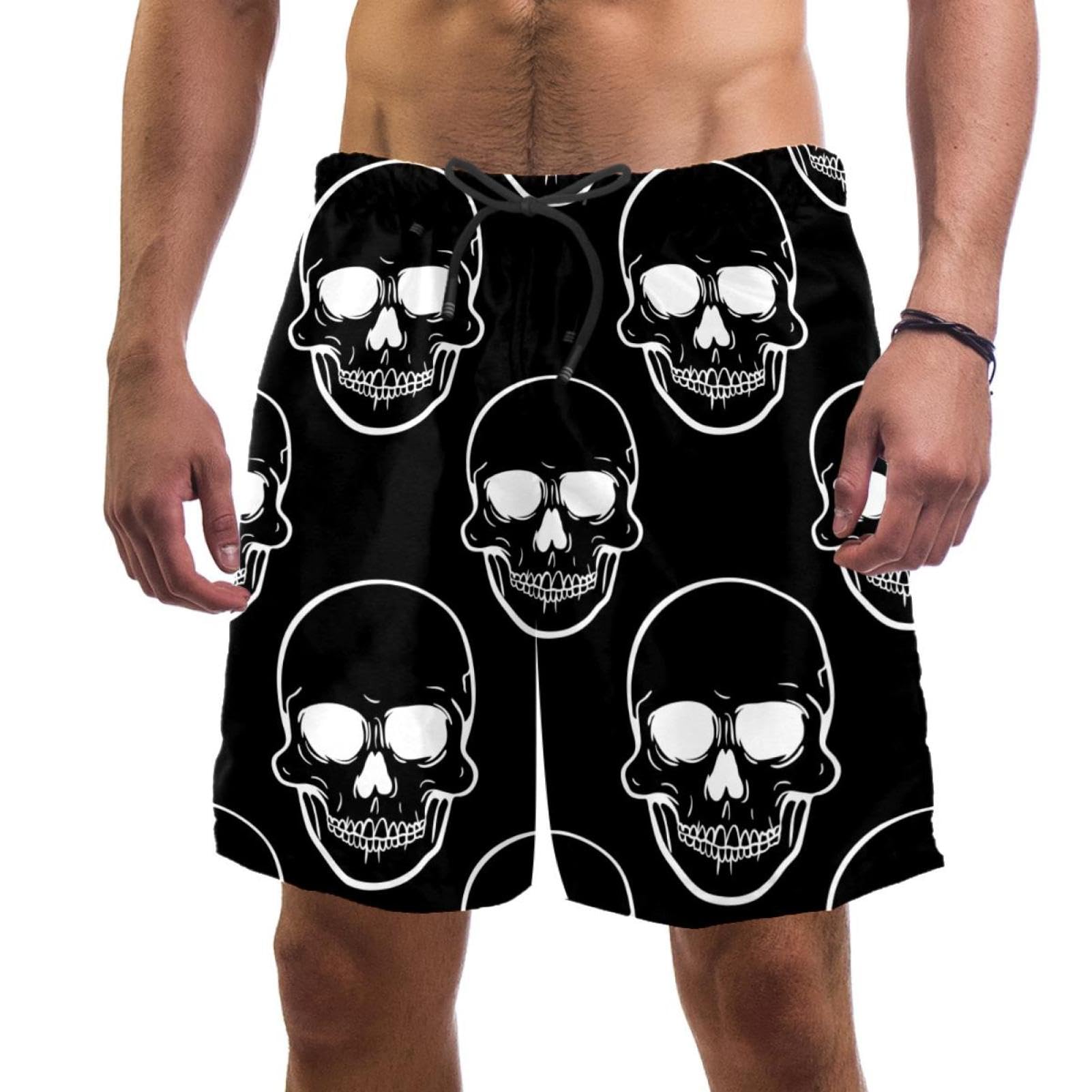 Maillots de bain hommes séchage rapide short de plage technique crâne