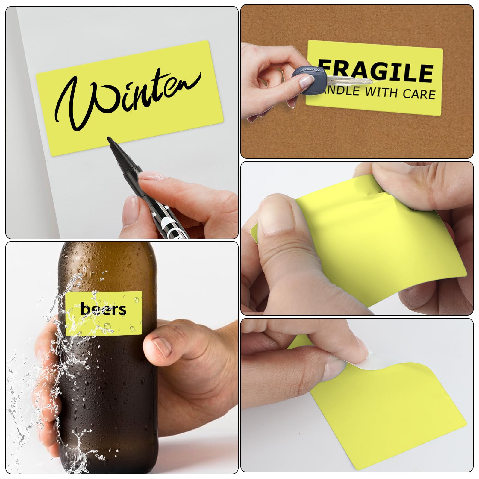 Amarillo Etiqueta Térmica Autoadhesiva 76 x 50 mm Rollo Imprimible Rectangular Pegatina Térmica Impermeable para Oficina DIY Diseño Código de Envío 500 Pieza