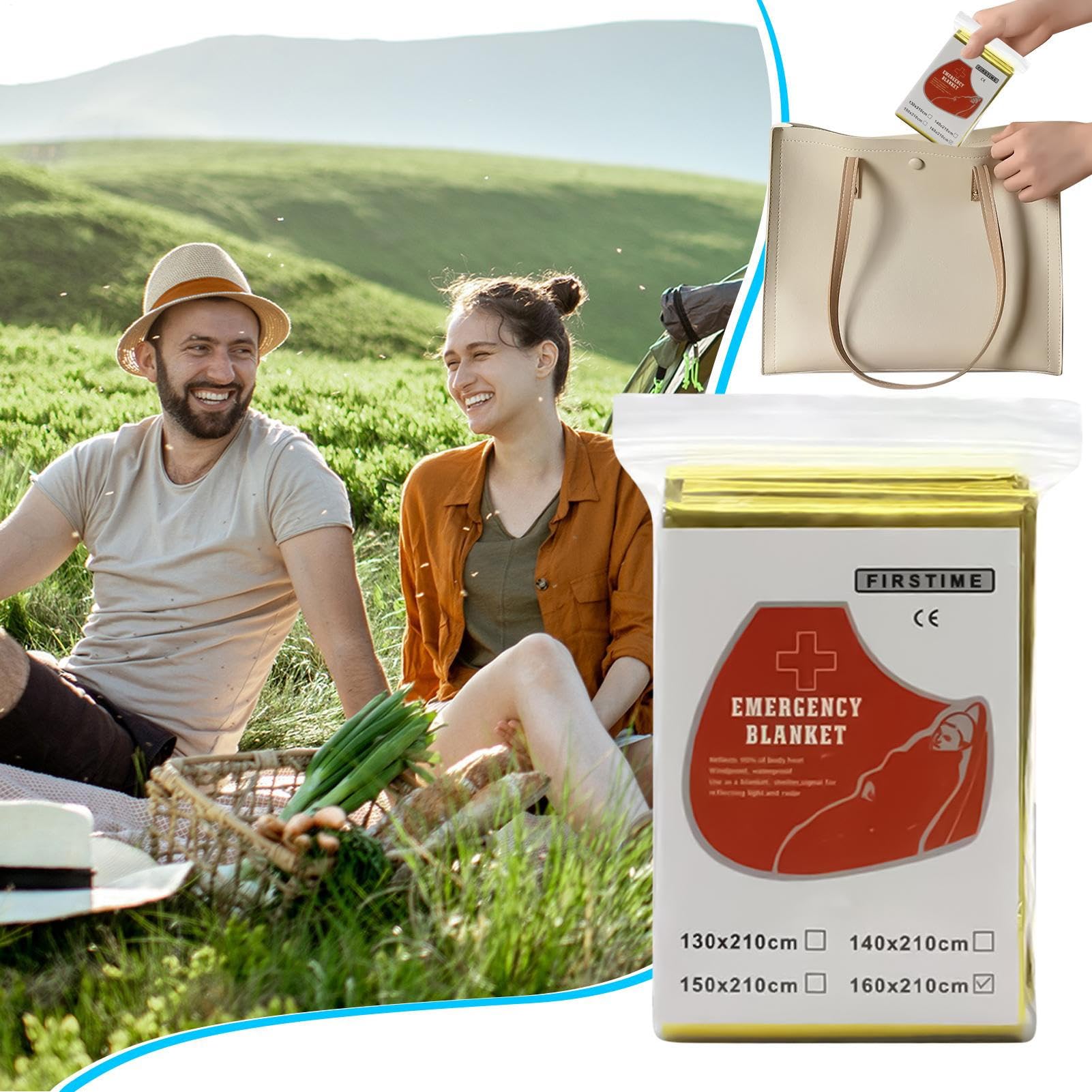 WEITING Couverture De Survie, Protection Isotherme pour Le Camping, Légère Réfléchissante Anti-Vent pour Randonnée Camping Urgence Voyage