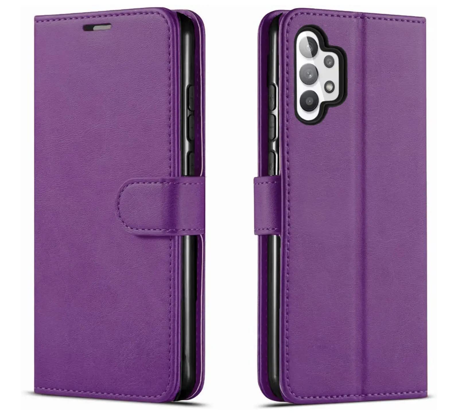 For Samsung Galaxy A13 5G / A13 4G / A04S Case Leather Wallet Book Flip Stand View Phone Cover with Card Holder Slots Compatible with Galaxy A13 (Purple)