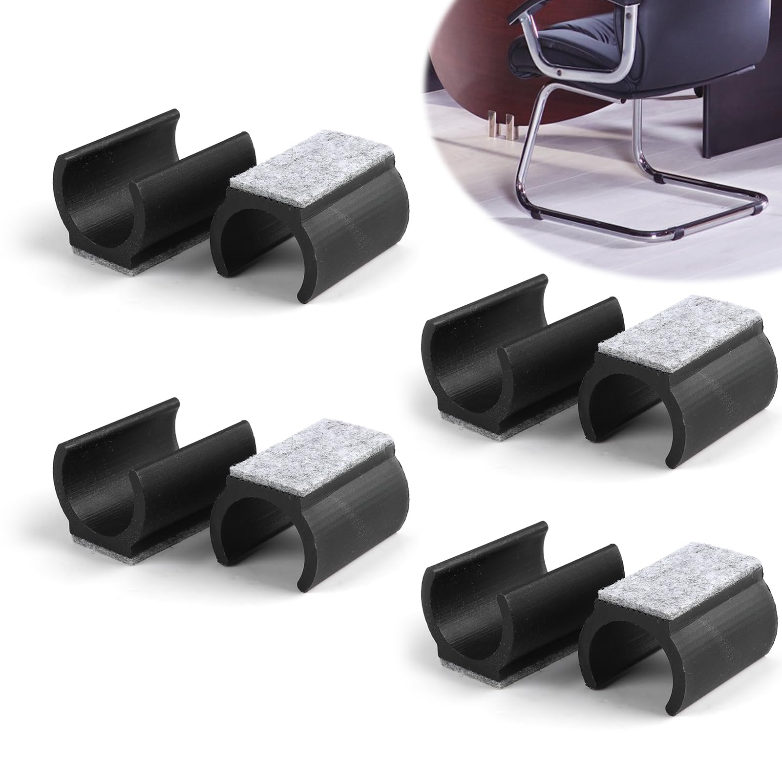 Feltrini Per Sedia Con Perno Silencer - Set Da 8, Diametro 20-22 Mm, Nero - Foto 12