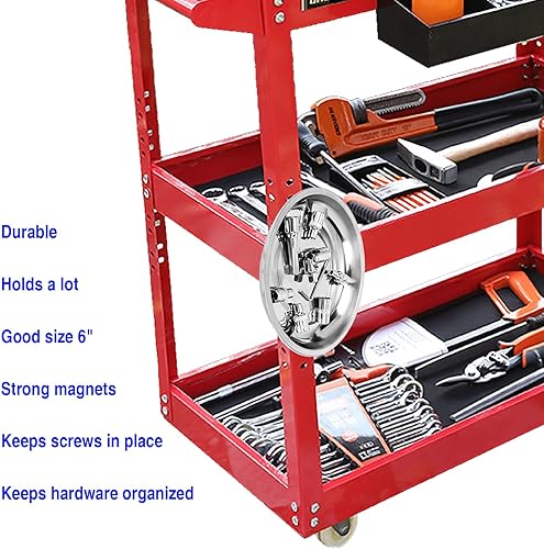 Miniatura 2 de Bandeja de piezas magnéticas 3 unidades, cuenco redondo de piezas magnéticas de 6 pulgadas, acero inoxidable, para tornillo, enchufe, pasador,
